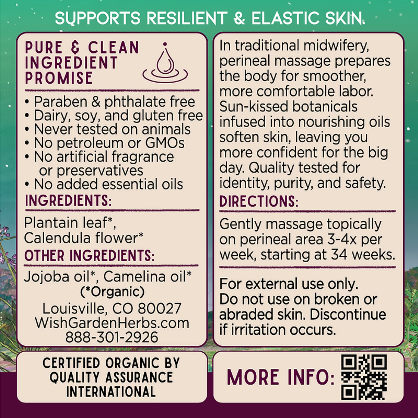 Wish Garden Perineum Massage Oil Birthing Prep